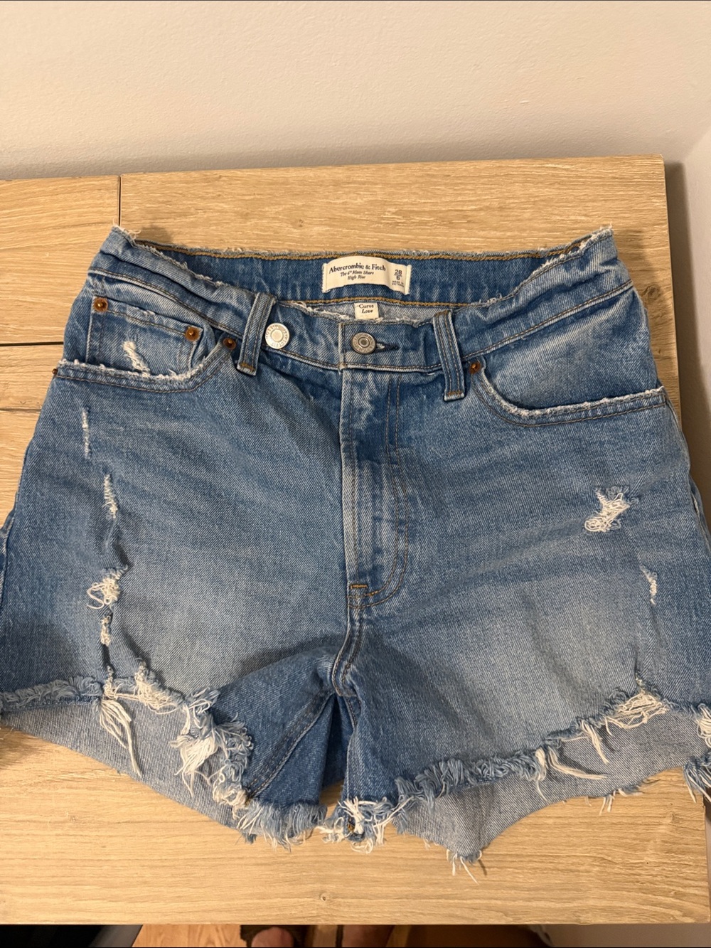 Abercrombie & Fitch Light Blue Distressed Denim Cutoff Shorts